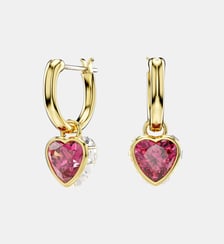 Pendants d'oreilles Chroma, Cœur, Rouges, Doré à l’or 18 carats (750/1000) Swarovski