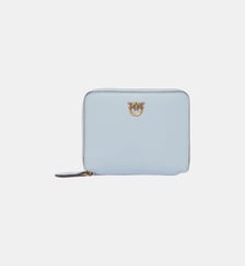 Portefeuille carré à contour zippé en cuir Pinko
