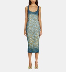 Robe midi en maille côtelée avec effet floral radiographique Diesel