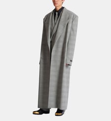 Manteau oversize en laine Prince de Galles Balmain