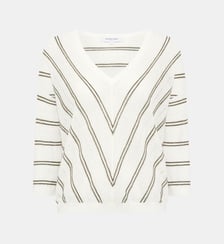 Pull V rayé en lin et coton - LERYA Gerard Darel