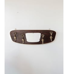 Porte-manteau mural en bois et laiton Max N°245- Produit chiné Debongout