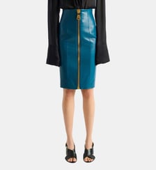 Jupe zippée en cuir d’agneau Balmain