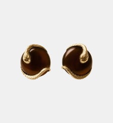 Boucles d’oreilles plaquées or jaune 18 carats avec cristal marron Aristocrazy