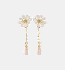 Boucles d'oreilles fleur blanche et perle rose Les Néréides