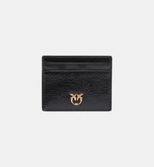 Porte-cartes en cuir brillant à logo Pinko