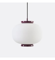 Suspension en verre opaline rainuré et métal fer, diamètre 33 cm La Redoute Interieurs