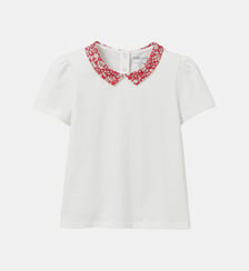 T-shirt col en tissu Liberty  - Coton biologique Cyrillus