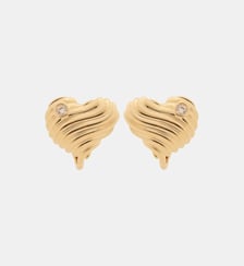 Boucles d'oreilles coeur strié et oxyde de zirconium Les Néréides