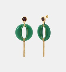 Boucles d'oreilles longues tiges percées   doré à l'or fin - Masseria Satellite
