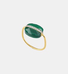 Bague aurore agate verte et diamants or jaune Morganne Bello