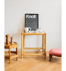 Table d'appoint en rotin et verre Hanna N°802- Produit chiné Debongout