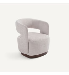 Fauteuil pivotant en velours texturé et base en plaqué noyer AM.PM