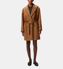 Manteau droit en drap de laine mélangée Pinko