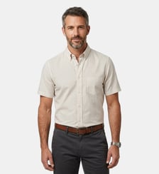 Chemise fil à fil beige coupe droite manches courtes Atelier Privé