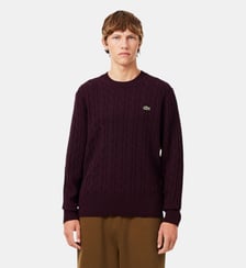 Pull torsadé en laine col rond Lacoste