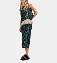 Top La Scala (With Feathers) Bamboo Jacquard Black La DoubleJ
