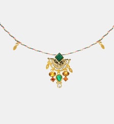 Collier ras de cou avec perles cabochon central et pampilles KOSTA Hipanema