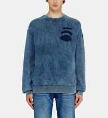 Pull en maille effet denim avec patchs Diesel