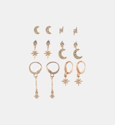Set x6 paires de boucles d'oreilles lunes et étoiles Balaboosté