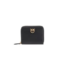 Portefeuille carré à contour zippé en cuir Pinko