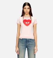 T-shirt ajustée avec imprimé cœur et clous Diesel