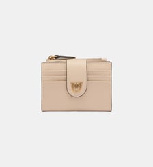 Petit portefeuille en cuir lisse à logo Pinko