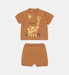 Combinaison bébé avec girafe en tissu jacquard Marni