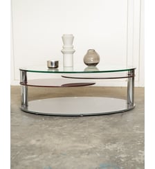 Table basse contemporaine en verre trempé Donna N°1590- Produit chiné Debongout