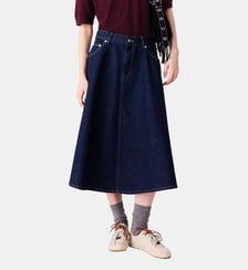 Jupe évasée en denim mi-longue Maje