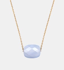 Collier, agate bleue dentelle, or jaune Morganne Bello
