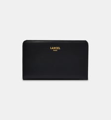 Portefeuille rectangulaire zippé signature en cuir Lancel