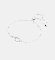Bracelet Swarovski Infinity, Infini et cœur, Blanc, Métal rhodié-Blanc-M Swarovski