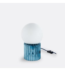 Lampe à poser, verre strié coloré et opaline La Redoute Interieurs