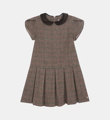 Robe - Brun laine carreaux col velours Tartine Et Chocolat
