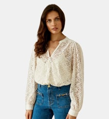 Blouse manches longues col v uni BLANDINE La Petite Etoile