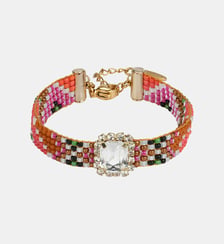 Bracelet réglable perles tissées cabochon central STRIPPY Hipanema
