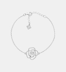 Bracelet souple sur chaîne Rose Perlée | Ardente en Argent avec diamant blanc La Garçonne Diamant