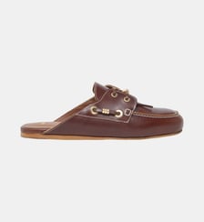 Mules bateau en cuir Maje