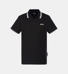 Polo noir en coton piqué Schott