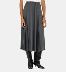 Jupe midi en jersey côtelé et chiffon Diesel