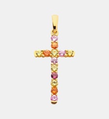 Croix Pavée Or Jaune & Saphirs Multicolores Arthus Bertrand