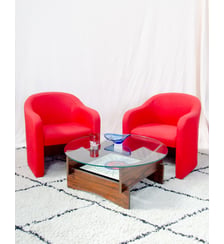 Paire de fauteuils club rouge Jakob N°1448 - Produit chiné Debongout