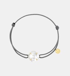 Bracelet, nacre blanche, cordon gris, or jaune Morganne Bello