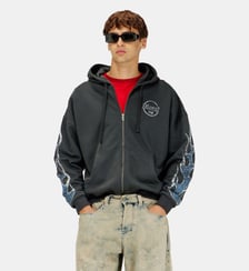 Sweat à capuche zippé avec imprimé craquelé Diesel