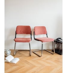 Paire de chaises chromées roses Alma N°1238- Produit chiné Debongout