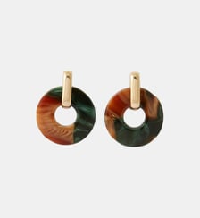Boucles d'oreilles rondes en résine vert et marron Balaboosté