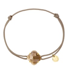 Bracelet, pierre de soleil, cordon beige dore, or jaune Morganne Bello