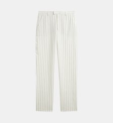 pantalon Ameline en lin et coton à rayures blanches Agnès b.