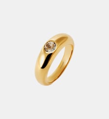 Bague en argent 925 plaqué or jaune 18 carats avec topaze blanche Aristocrazy